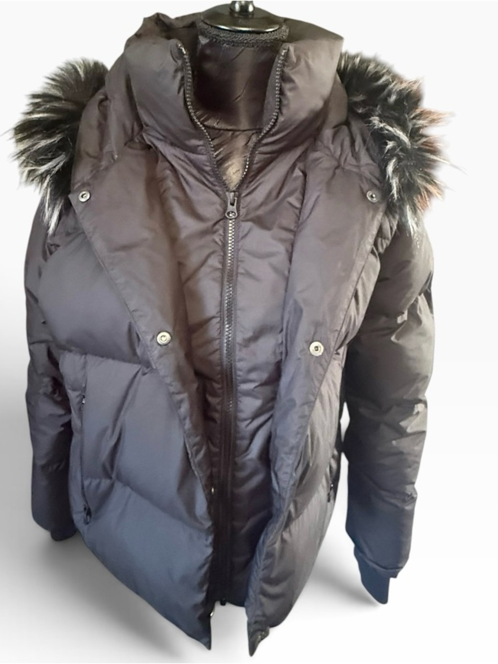 The North Face Black Down Puffer Faux Fur Hood Jacket M - Picture 2 of 13